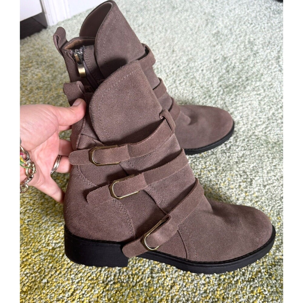 New Vintage Foundry Women Ankle/Mid Leather Suede Justine Brown Boots Size 8.5